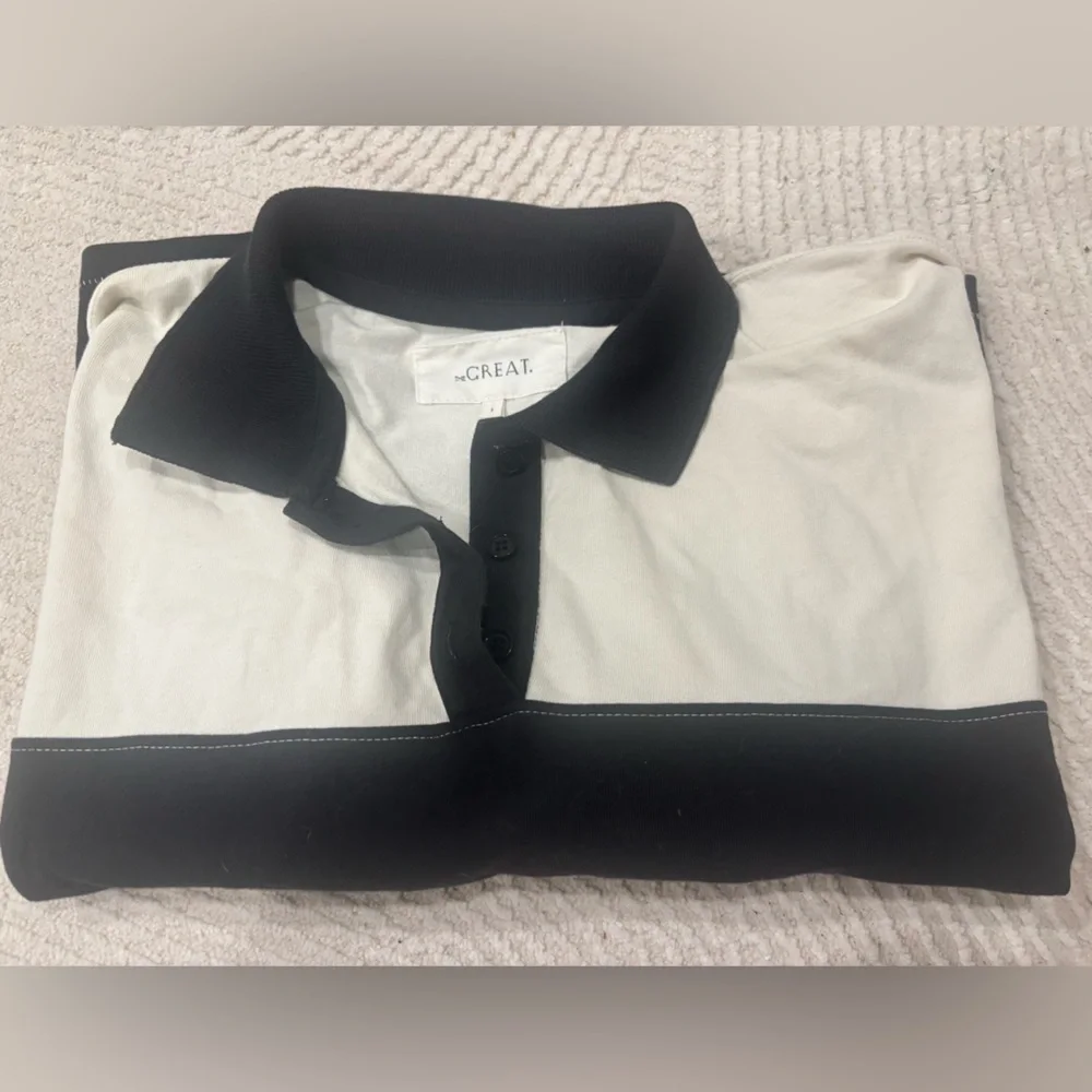 THE GREAT. Black and White Striped Top - Picture 3 of 4